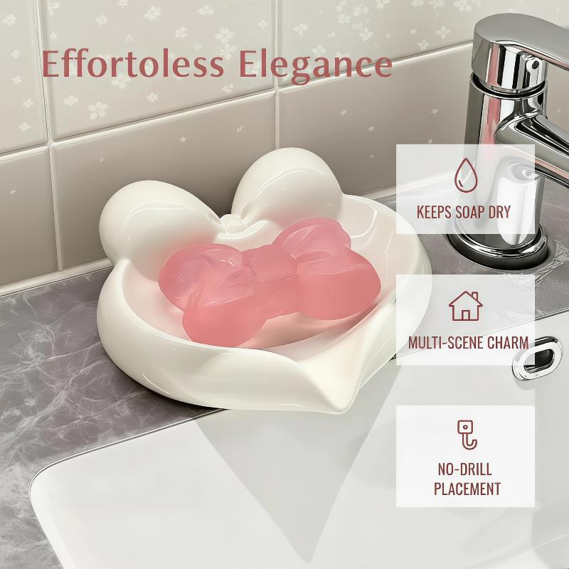 Cute Bow Heart Shaped Ceramic  - Soap Dish Draining 评论和价格