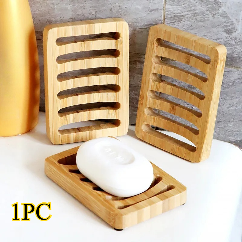Bamboo Case Tray Wooden Preven - Soap Dish Draining 评论和价格