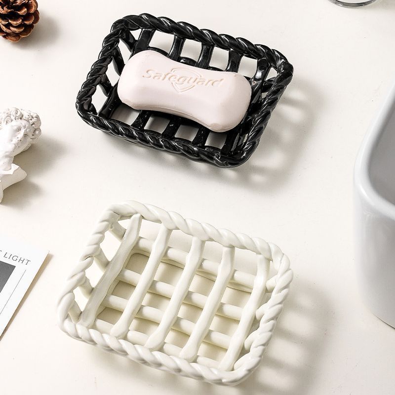 Hollow-out Ceramic Soap Box, H - Soap Dish Draining 评论和价格