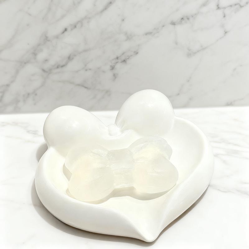 Cute Bow Heart Shaped Ceramic  - Soap Dish Draining 评论和价格