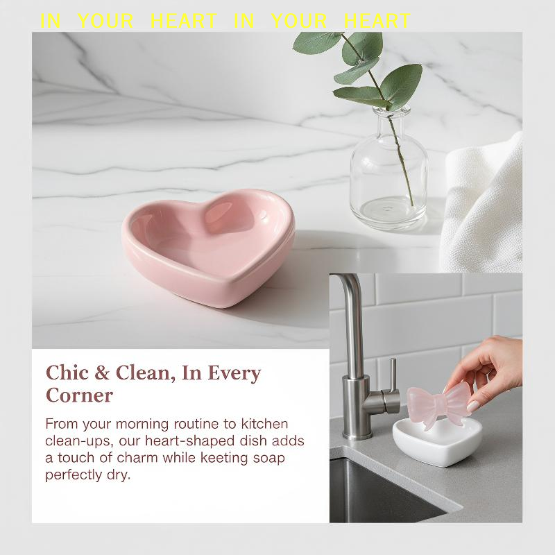 【X】Heart Shaped Soap Dish Cera - Soap Dish Draining 评论和价格